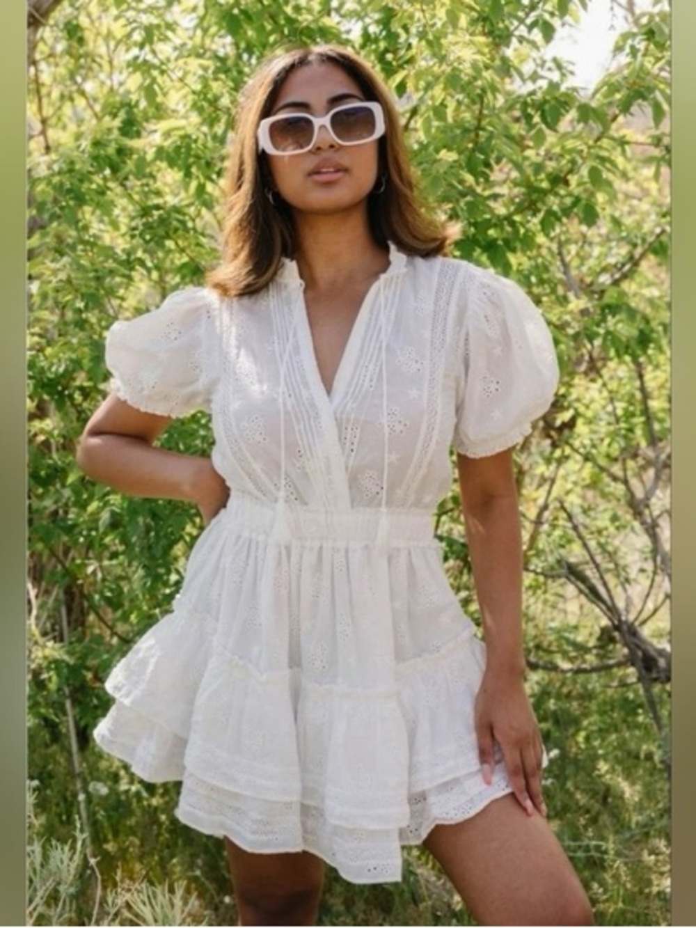 Mable white eyelet mini Dress